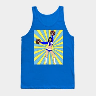 Dancing Cheerleader Cheers With Pom Poms Tank Top